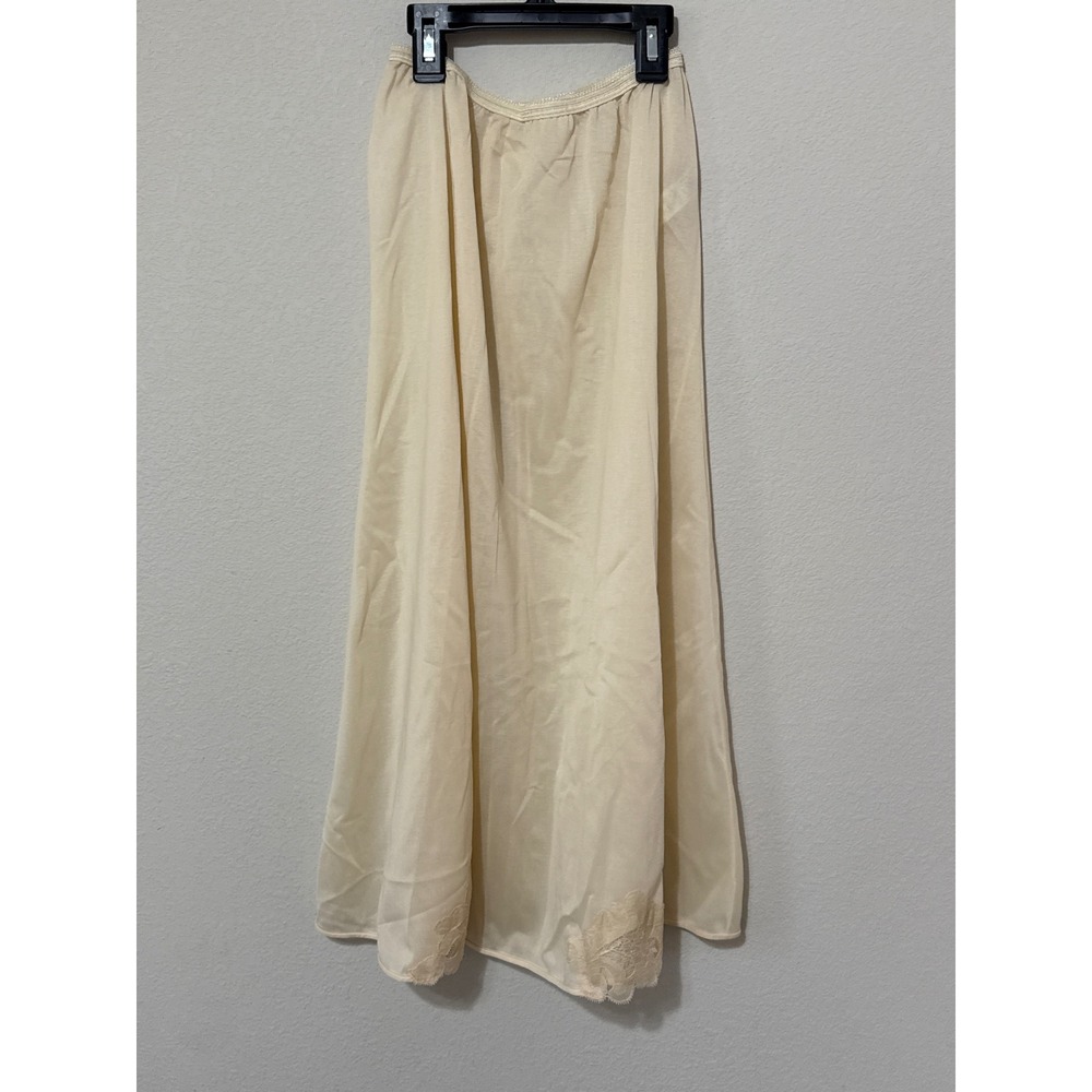 Vintage Olga Nude Tan Half Slip Women's Size Small Nylon Coquette Lace Detail